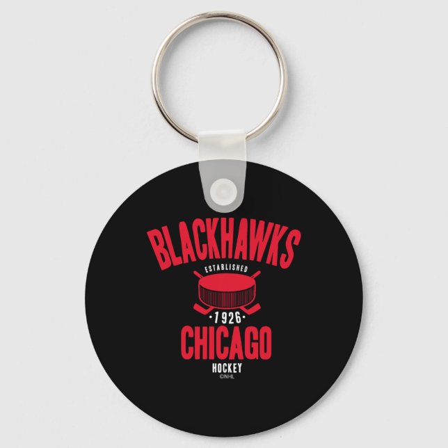 Porte-clés Chicago Blackhawks Hockey Puck Black Officially Li (Recto)
