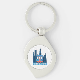 Porte-clés Chicago Skyline Voyage Vintage