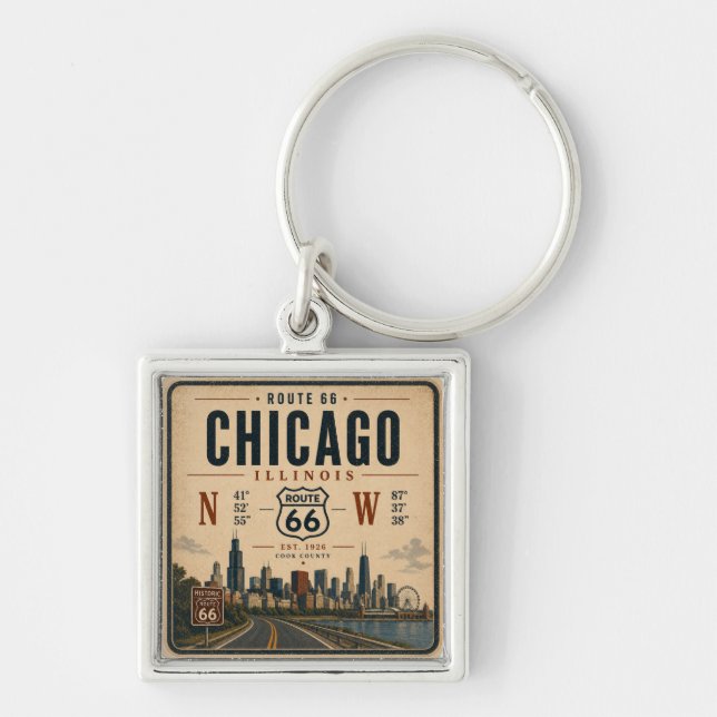 Porte-clés Chicago Souvenir Route 66 (Devant)