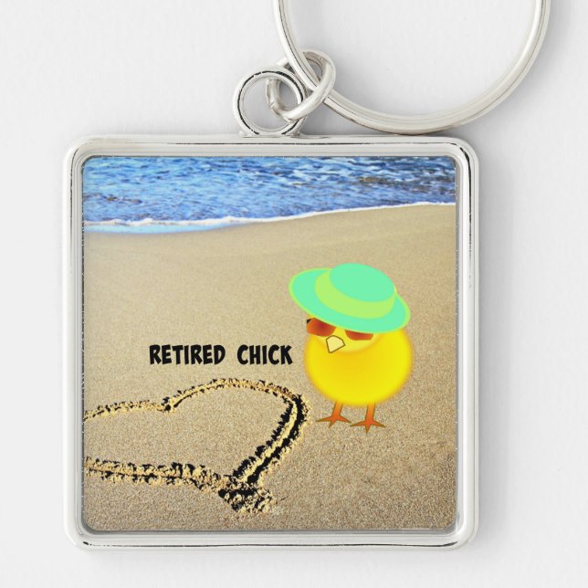 Porte-clés Chick retraité à la plage (Devant)