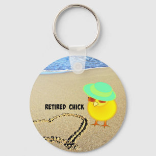Porte-clés Chick retraité à la plage