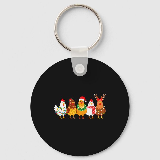 Porte-clés Chicken Christmas Lights Farm-girl Animal Lover Ro (Recto)