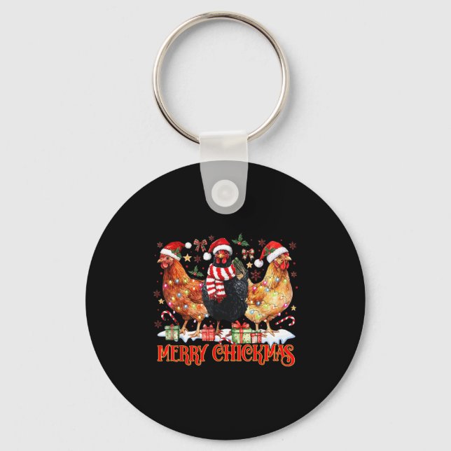 Porte-clés Chicken Christmas Merry Chickmas Santa Claus Hat F (Recto)