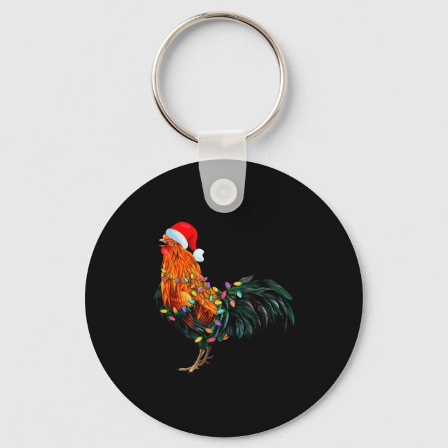 Porte-clés Chicken Santa Christmas Tree Funny Chicken Lover C (Recto)