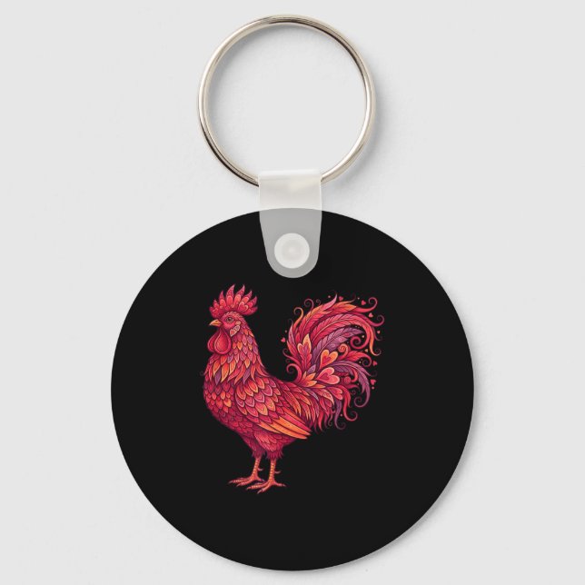 Porte-clés Chicken Valentines Day Heart For Farmers Cute Chic (Recto)