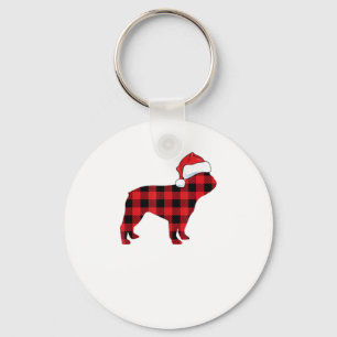 Porte-clés Chien à taureaux français de Noël Chapeau rouge de