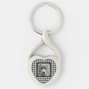 Porte-clés Chien amateur d'animaux à carreaux noir et blanc