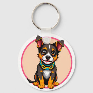 Porte-clés Chien animé mignon avec collier