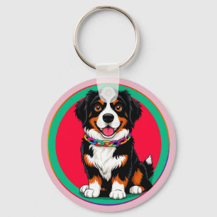 Porte-clés Chien animé mignon avec collier