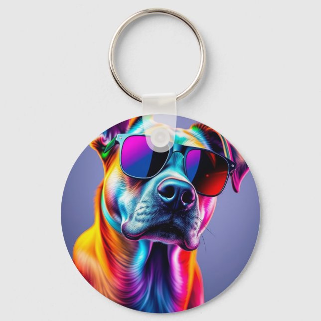 Porte-clés Chien avec lunettes de soleil (Recto)