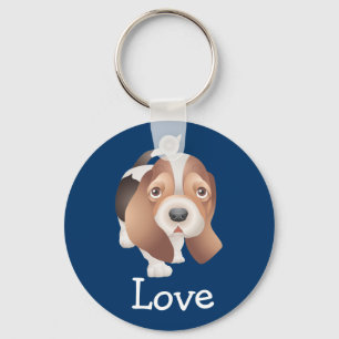 Porte-clés Chien Basset Hound Bleu