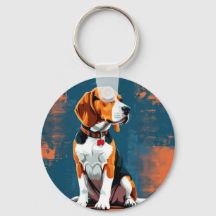 Porte-clés Chien Beagle sur fond abstrait