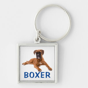 Porte-clés Chien Bébé Boxer Bleu Amour