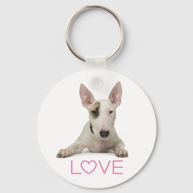 Porte-clés Chien Bébé Bull Terrier Amour (Recto)