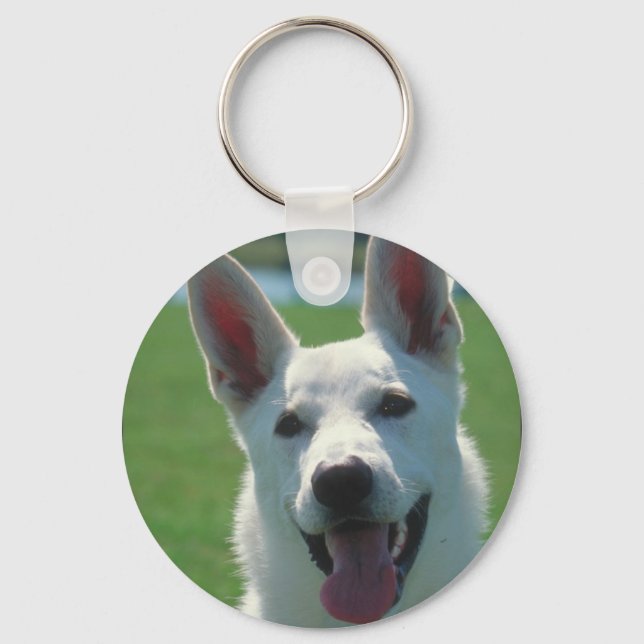 Porte-clés Chien berger allemand blanc (Recto)