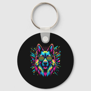 Porte-clés Chien berger allemand cool Style Art Abstrait Chri
