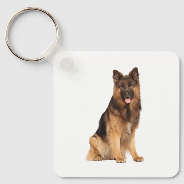 Porte-clés chien berger allemand, envelopper droit design, (Recto)