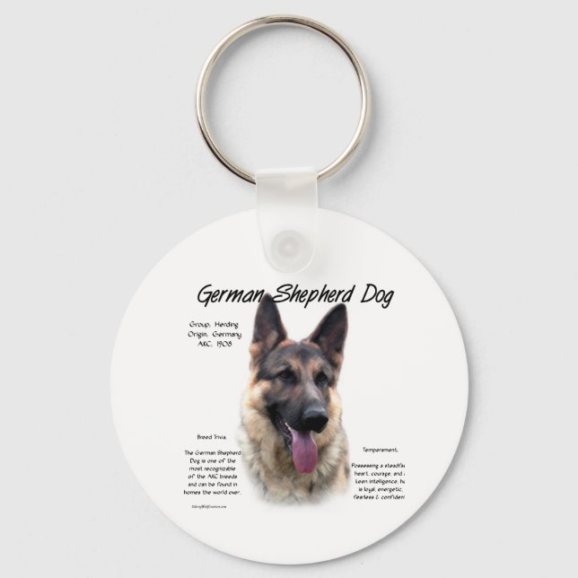 Porte-clés Chien berger allemand (sable) Histoire Conception (Recto)