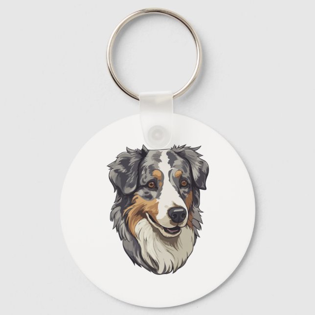 Porte-clés Chien berger australien 3 (Recto)