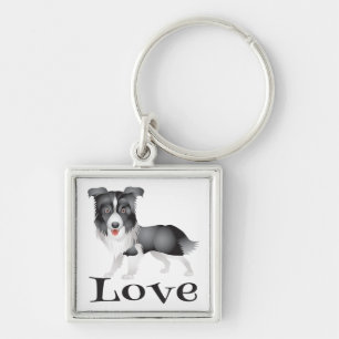 Porte-clés Chien Border Collie Puppy Amour