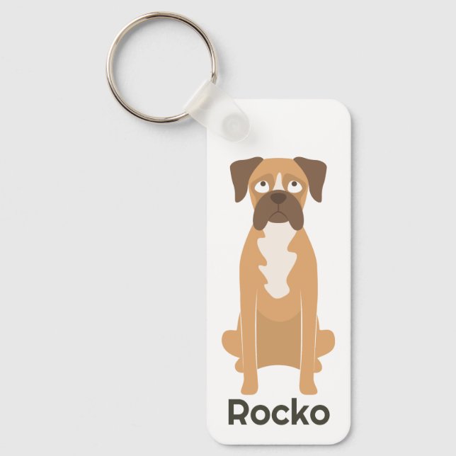 Porte-clés chien Boxer personnalisé avec nom Cadea (Recto)