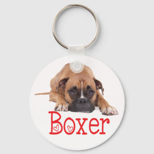 Porte-clés Chien Boxer Rouge Coeur Amour
