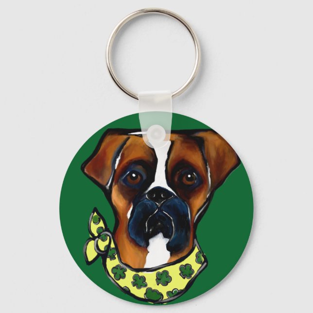 Porte-clés Chien Boxer St. Patty (Recto)