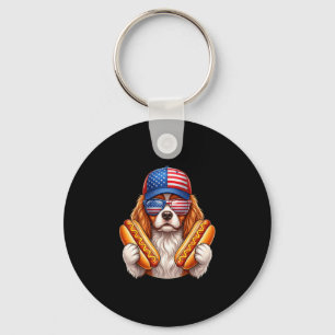 Porte-clés chien cavalier king charles hot-dog du 4 juillet