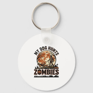 Porte-clés Chien chasse les zombies Conception de vecteur Hal