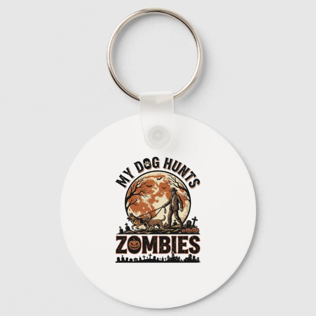 Porte-clés Chien chasse les zombies Conception de vecteur Hal (Recto)