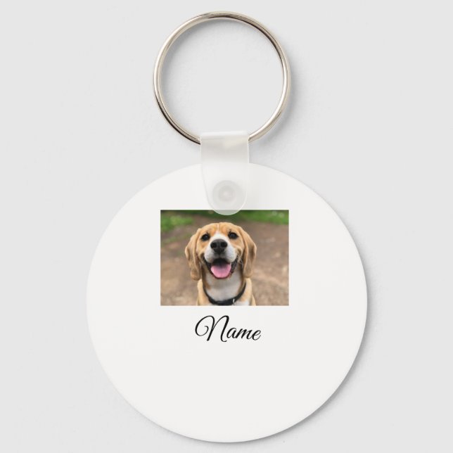 Porte-clés Chien chat photo ajouter le nom de l'animal de com (Recto)