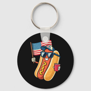 Porte-clés Chien Chaud 4 Juillet Drôle 4 Juillet Patriotique 