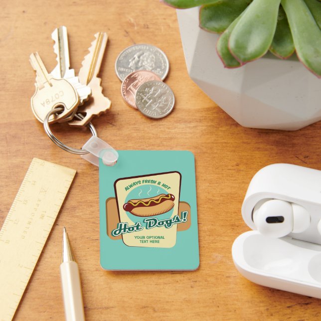 Porte-clés Chien chaud de texte personnalisé (Bureau)