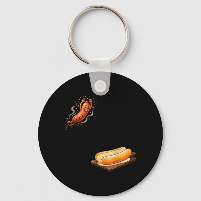Porte-clés Chien Chaud Drôle Saute Dans La Saucisse De Bun Bb (Recto)