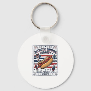 Porte-clés Chien Chaud Patriotique Barbecue Vintage