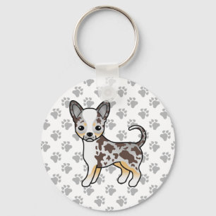 Porte-clés Chien Chihuahua au pelage lisse Merle Chocolat & P