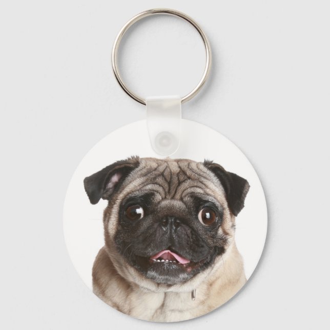 Porte-clés Chien Chiot Pug Amour (Recto)