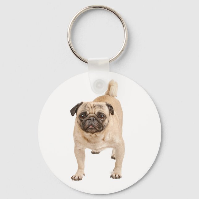 Porte-clés Chien Chiot Pug Amour (Recto)