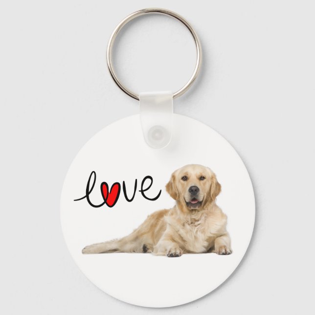 Porte-clés Chien Chiot Retriever Doré Amour (Recto)