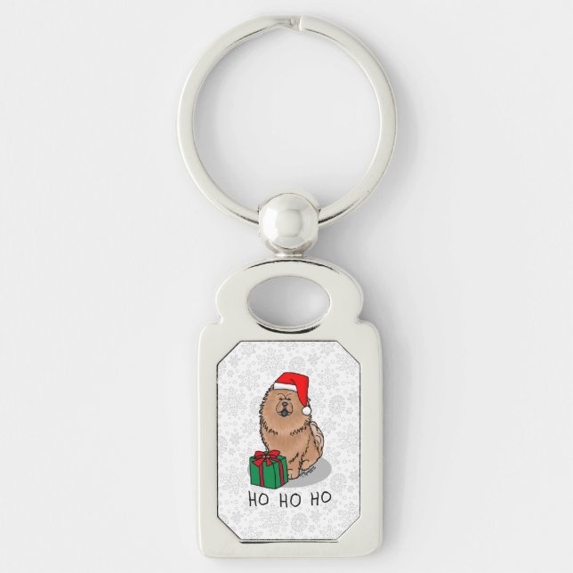 Porte-clés Chien Chow Chow Chow de Noël (cannelle) mignonne (Devant)