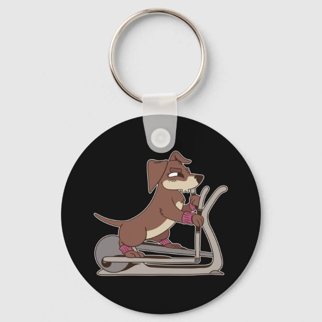 Porte-clés Chien Cool Aime l'Entraînement (Recto)