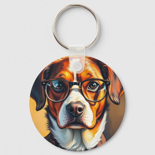 Porte-clés Chien Cool avec Lunettes de Soleil (Recto)