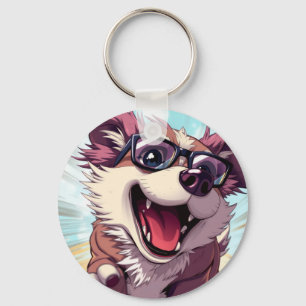 Porte-clés Chien Cool avec Lunettes de Soleil