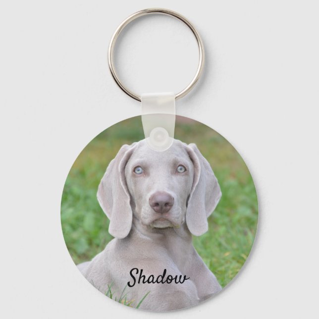 Porte-clés Chien coquelicot Weimaraner personnalisé (Recto)