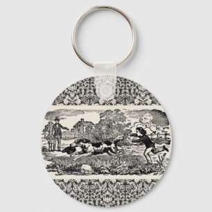 Porte-clés Chien courant art animal antique illustration vict