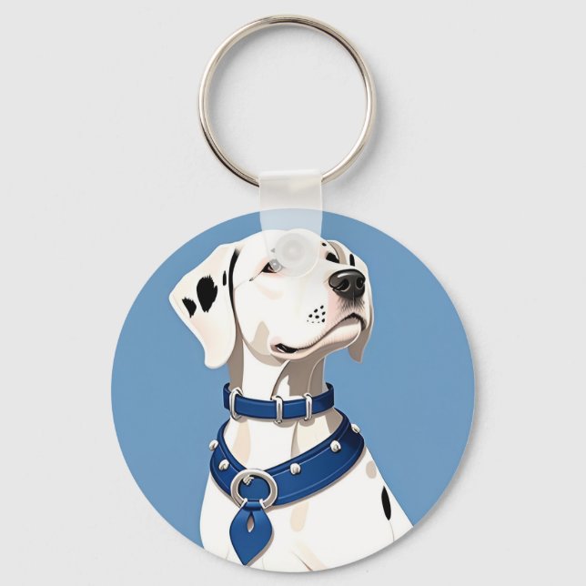 Porte-clés Chien Dalmatien Avec Collier Bleu (Recto)