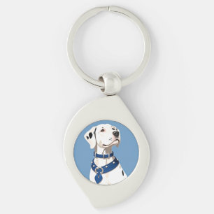 Porte-clés Chien Dalmatien Avec Collier Bleu