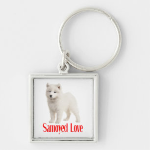 Porte-clés Chien d'amour Samoyède blanc