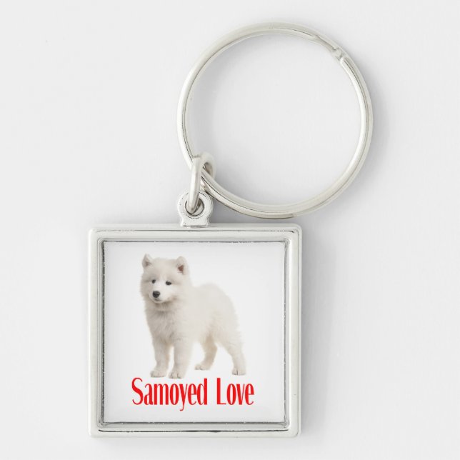 Porte-clés Chien d'amour Samoyède blanc (Devant)