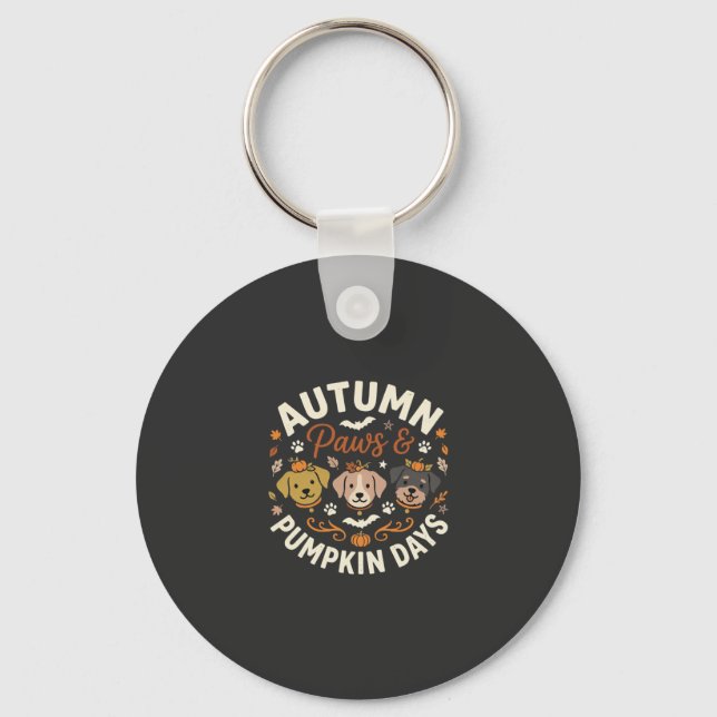 Porte-clés Chien d'automne Pattes de citrouille (Recto)